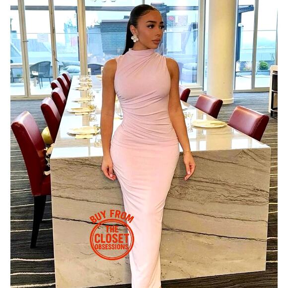 ZARA Fitted Midi Dress NWT | Chalk Pink Sleeveless Blogger Fave - Picture 7 of 16